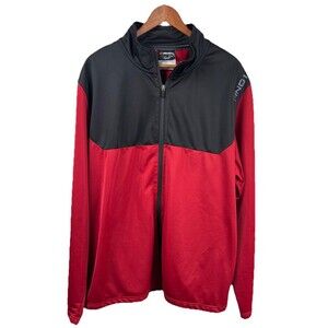 AND1 Jacket Mens 2XL Red Black Full Zip Polyester Athletic Basketball Track